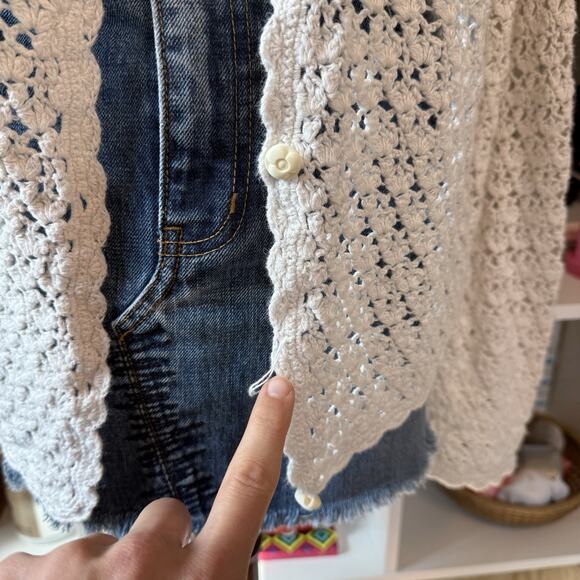 Vintage Northern Reflections Open Knit Boho Cottage cardigan sweater White Sz XL - Picture 4 of 7